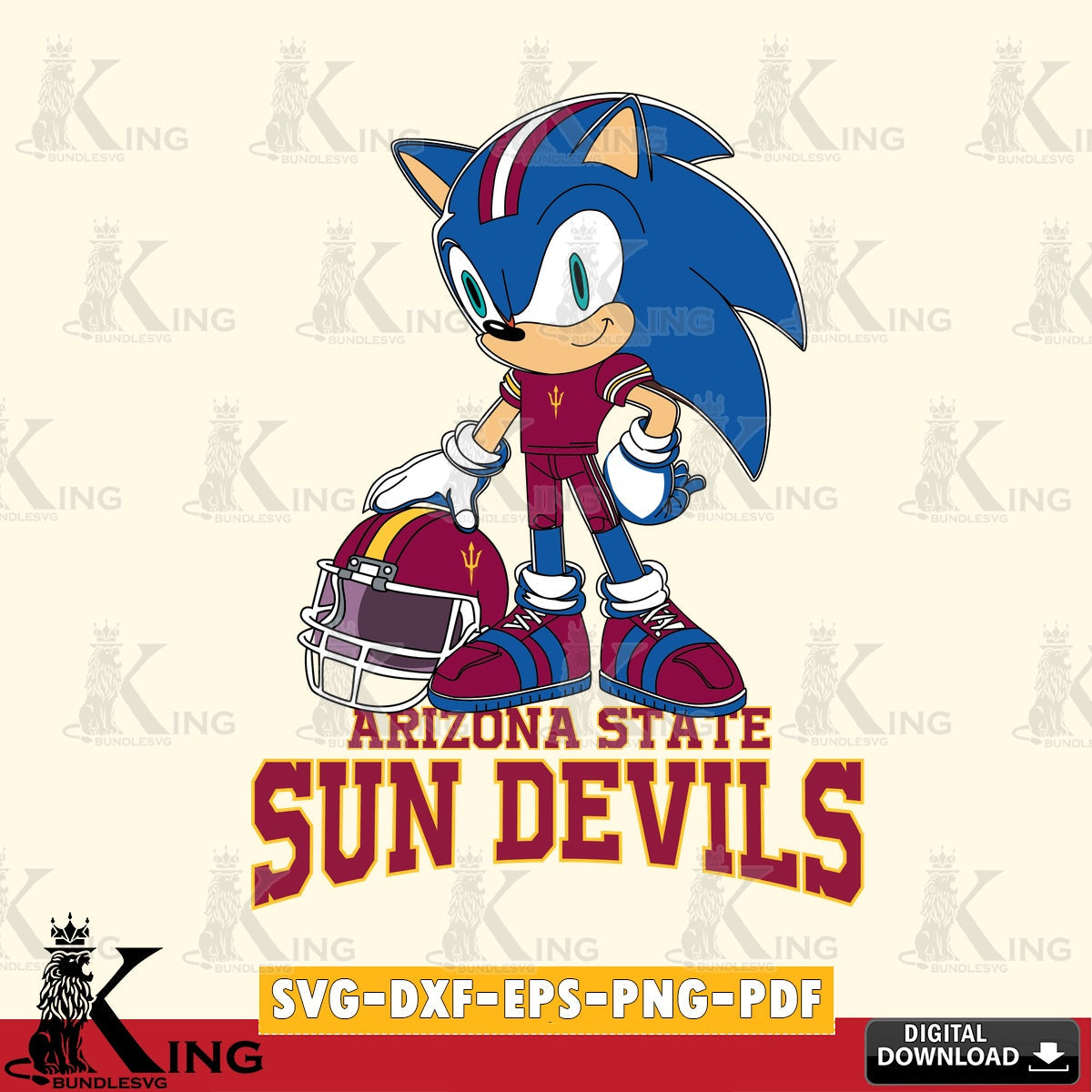 Custom design featuring Arizona State Sun Devils sonic player football, high-quality vector for DIY scrapbooking and home decor