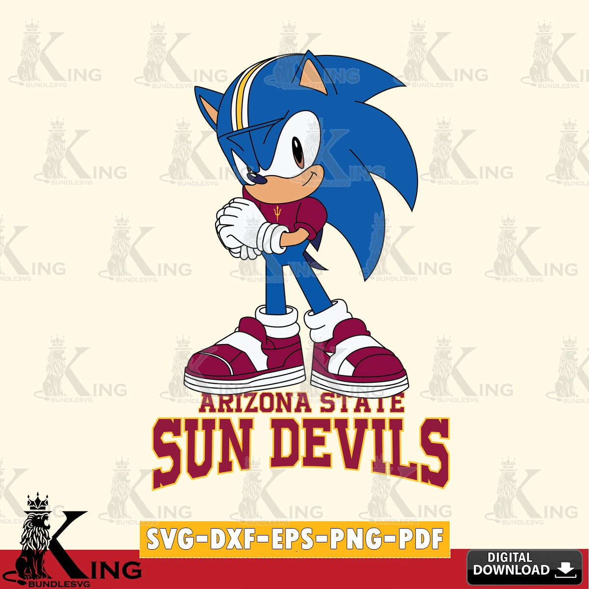Arizona State Sun Devils Sonic cute Football SVG file, Vector , Digital Download , PDF File , Instant Download
