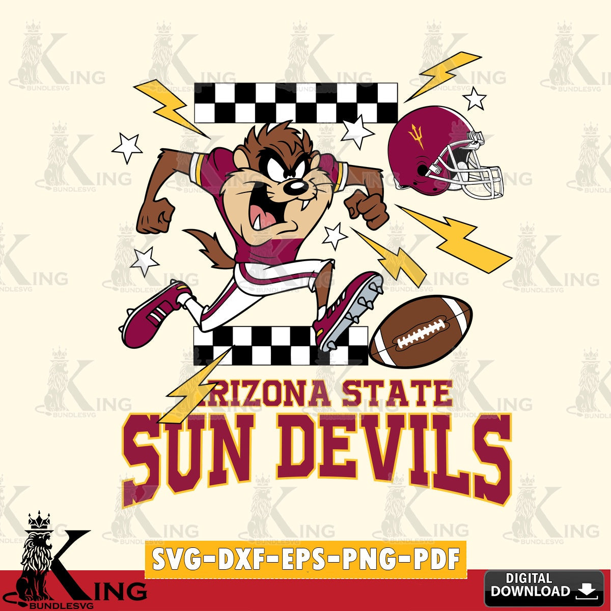 Arizona State Sun Devils Taz Football Lightning SVG file, Cut file , Digital Download , Instant Download, Taz svg, NCAA svg