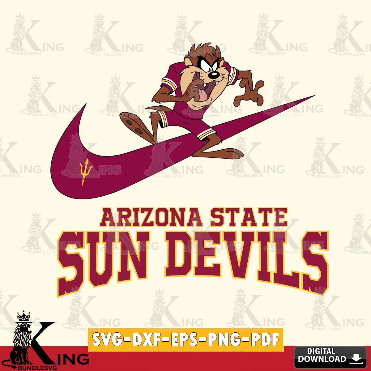 Arizona State Sun Devils Taz Football Nike SVG file, Cut file , Digital Download , Instant Download, Taz svg, NCAA svg