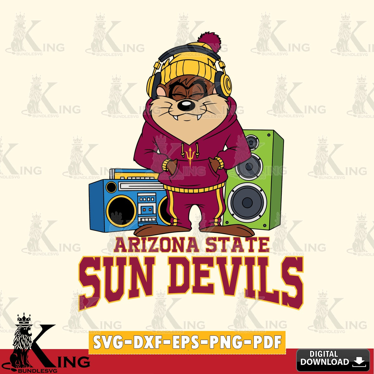 Arizona State Sun Devils Taz Hip Hop SVG file, Cut file , Digital Download , Instant Download, Taz svg, NCAA svg