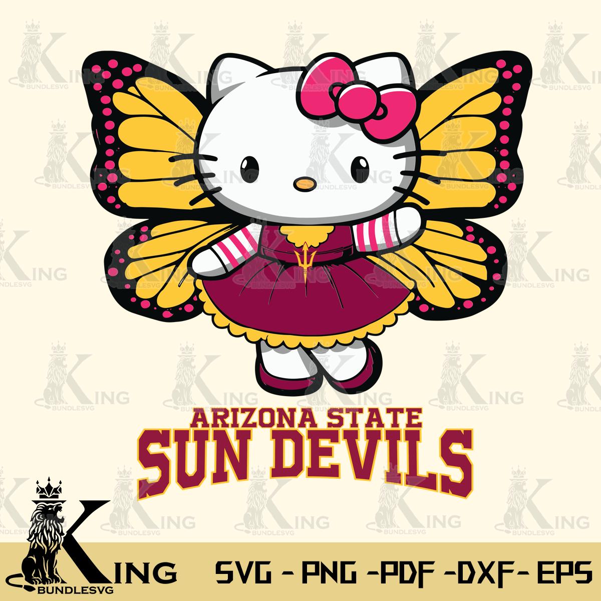Arizona State Sun Devils Whimsical Kitty Wings Svg Eps Dxf Png File, Digital Download