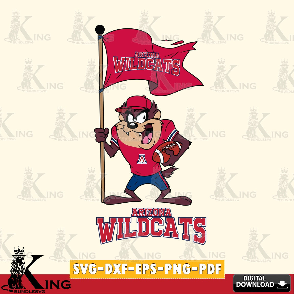Arizona Wildcats Football Taz Flag Art SVG file, Cut file , Digital Download , Instant Download, Taz svg, NCAA svg