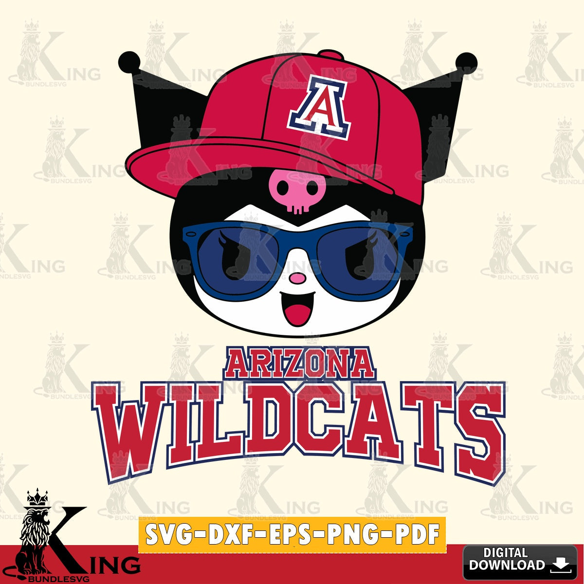 Arizona Wildcats Kuromi Football Cool SVG file, Cricut, Cut file , Digital Download , Instant Download, Sanrio svg, Clipart