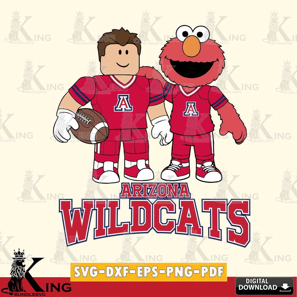 Arizona Wildcats Roblox & Elmo Football SVG file , NCAA Cricut, File cut , Digital Download , PDF File