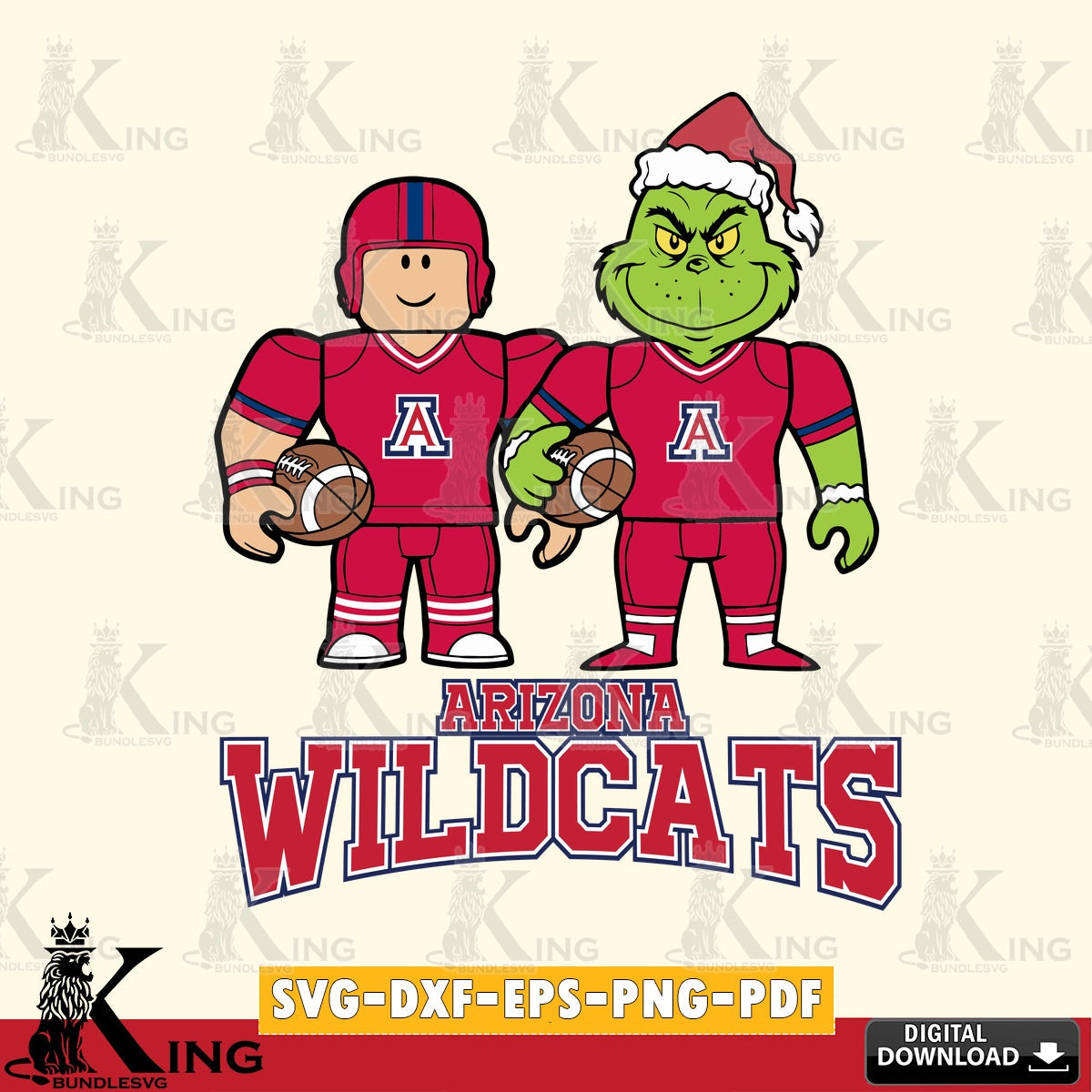 Arizona Wildcats Roblox & Grinch Football SVG file , NCAA Cricut, File cut , Digital Download , PDF File