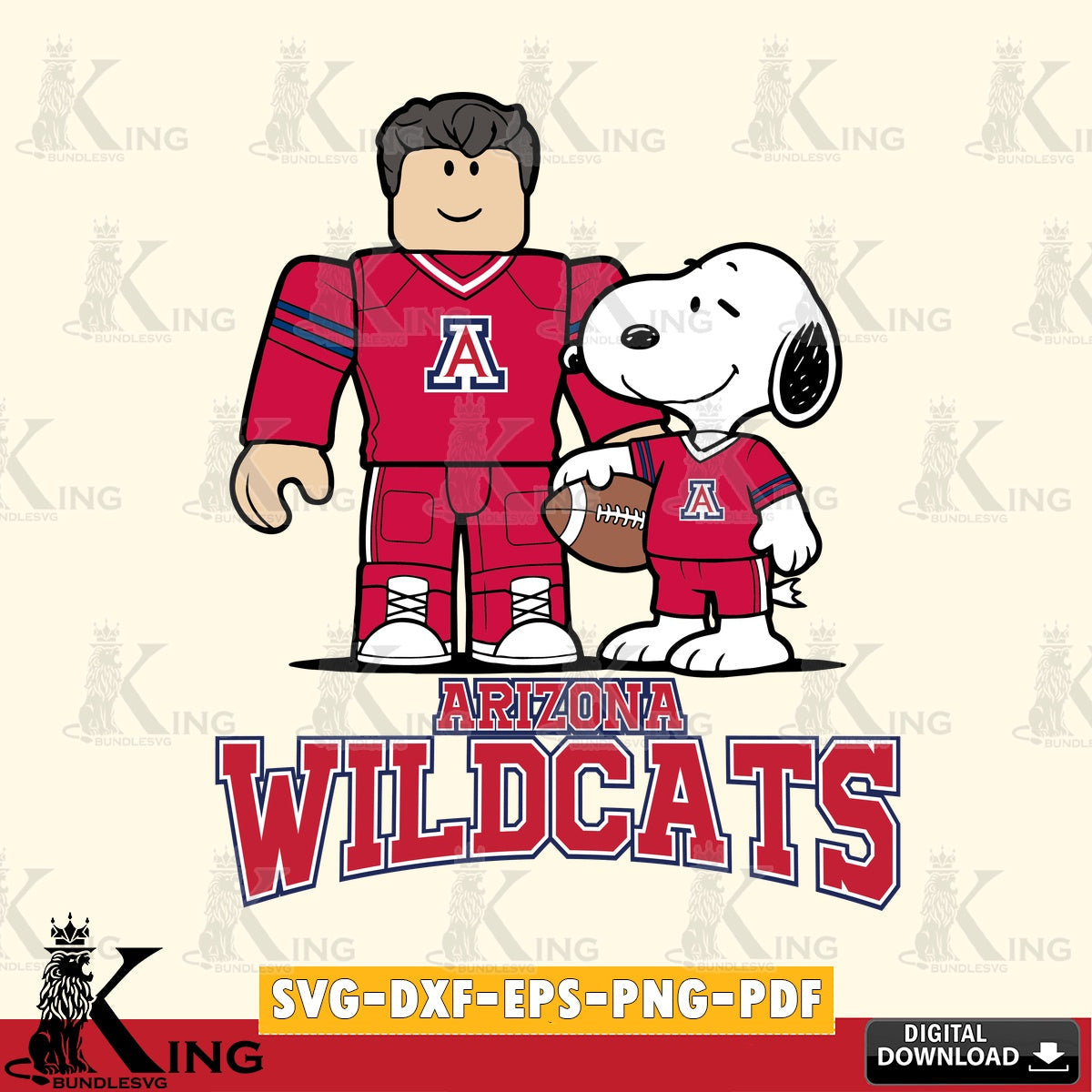 Arizona Wildcats Roblox & Snoopy Football SVG file , NCAA Cricut, File cut , Digital Download , PDF File