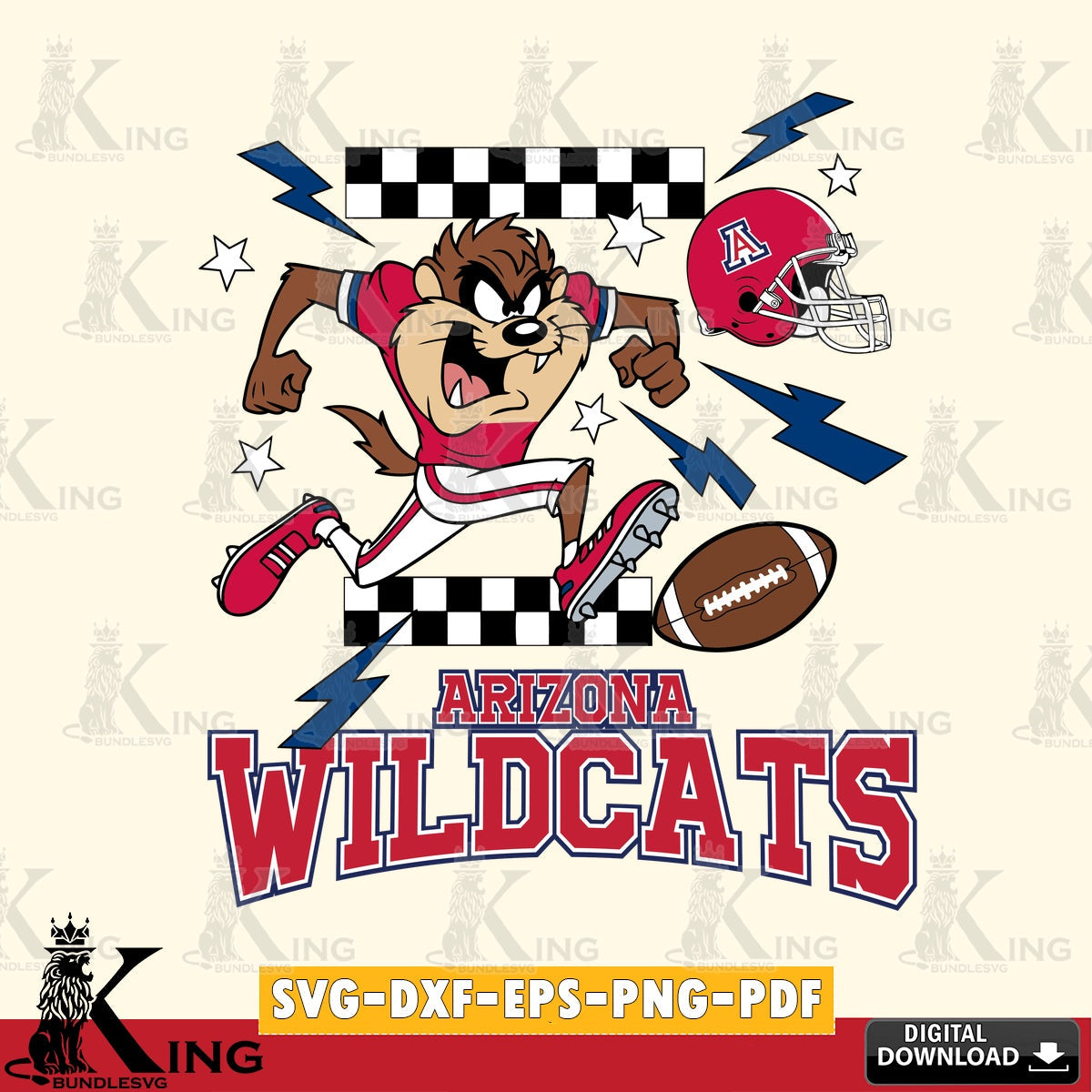 Arizona Wildcats Taz Football Lightning SVG file, Cut file , Digital Download , Instant Download, Taz svg, NCAA svg