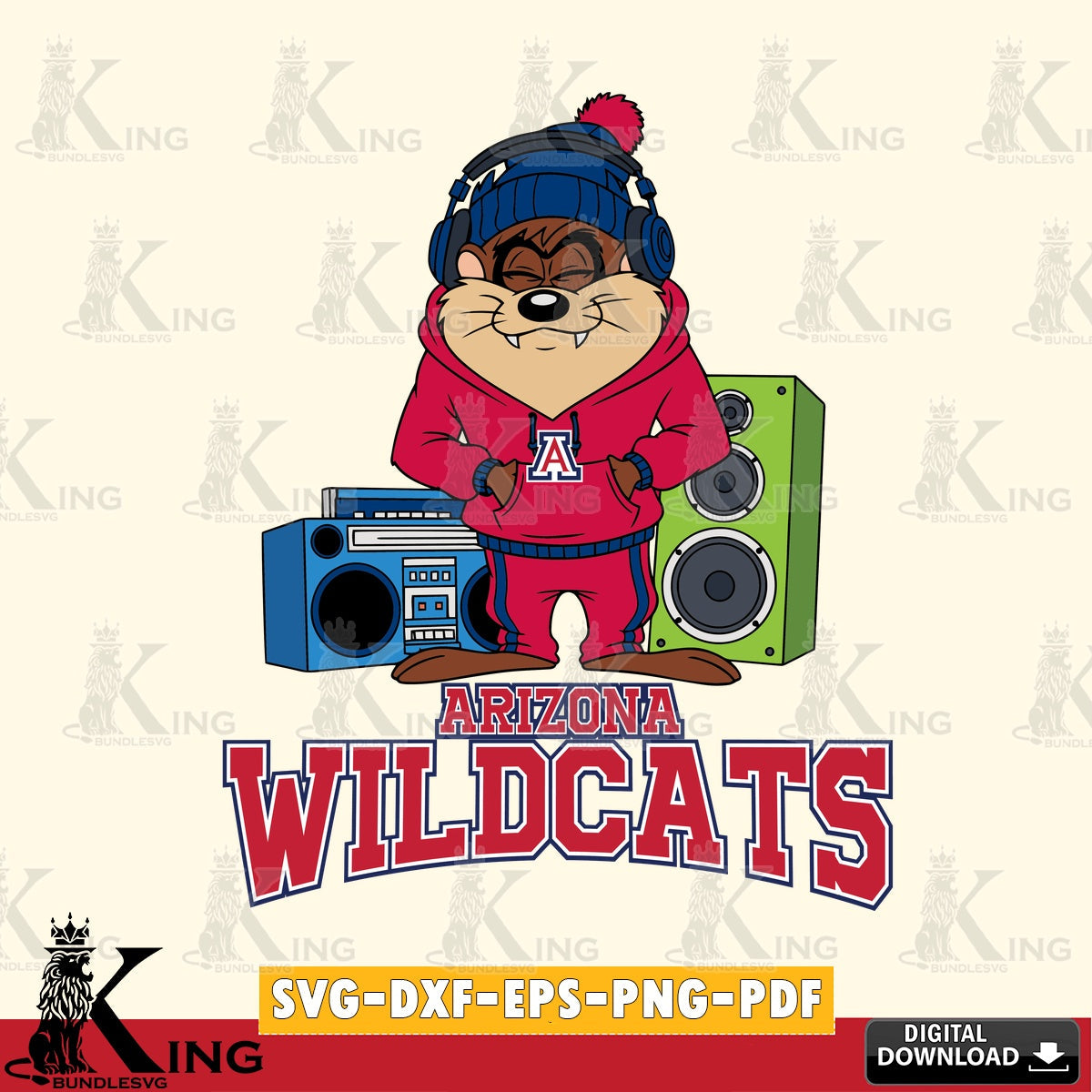 Arizona Wildcats Taz Hip Hop SVG file, Cut file , Digital Download , Instant Download, Taz svg, NCAA svg