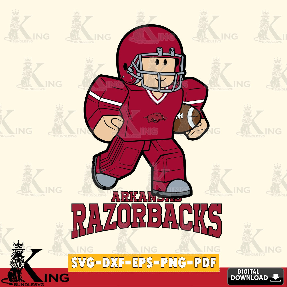 Arkansas Razorbacks Roblox Player Rugby SVG file , NCAA Cricut, File cut , Digital Download , PDF File