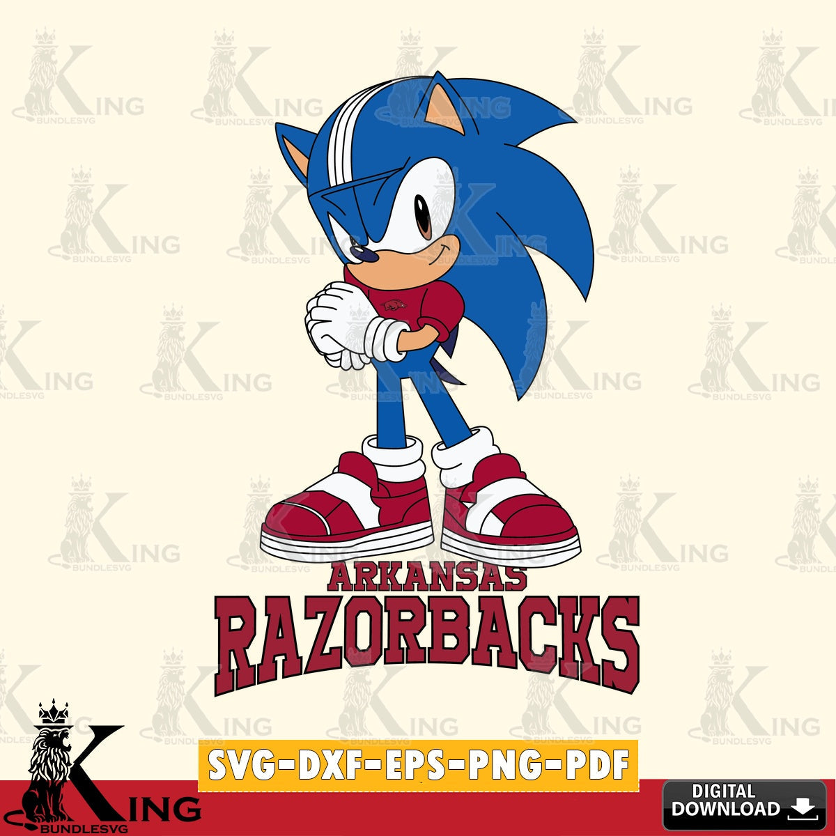 Arkansas Razorbacks Sonic cute Football SVG file, Vector , Digital Download , PDF File , Instant Download