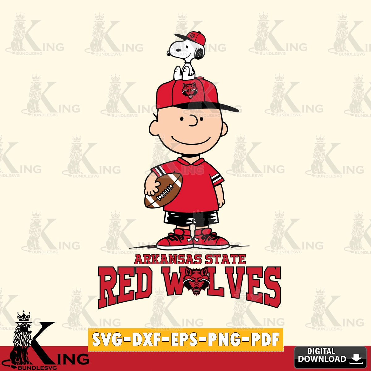 Arkansas State Red Wolves Peanuts Football Rugby SVG, Cricut, Cut file , Digital Download , Instant Download, Peanuts svg, NCAA svg, Football svg, Sport svg