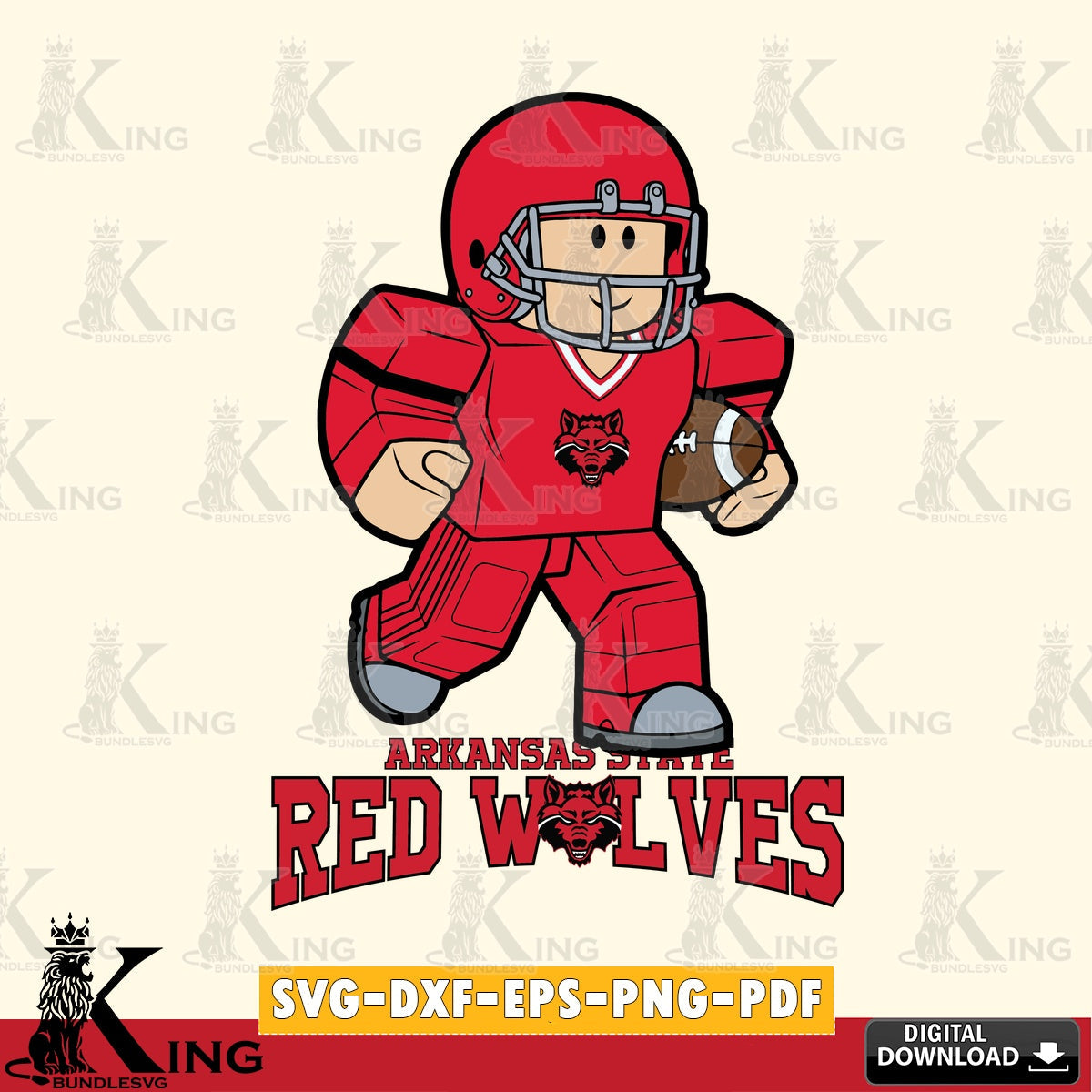 Arkansas State Red Wolves Roblox Player Rugby SVG file , NCAA Cricut, File cut , Digital Download , PDF File