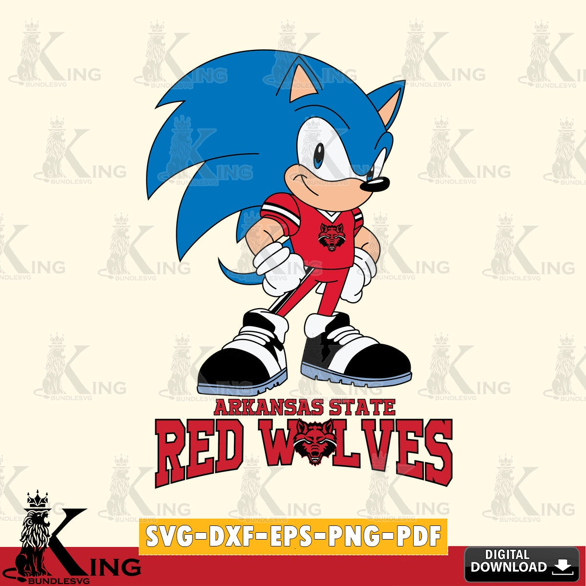 Arkansas State Red Wolves Sonic Football Star Mascot SVG file, Vector , Digital Download , PDF File , Instant Download