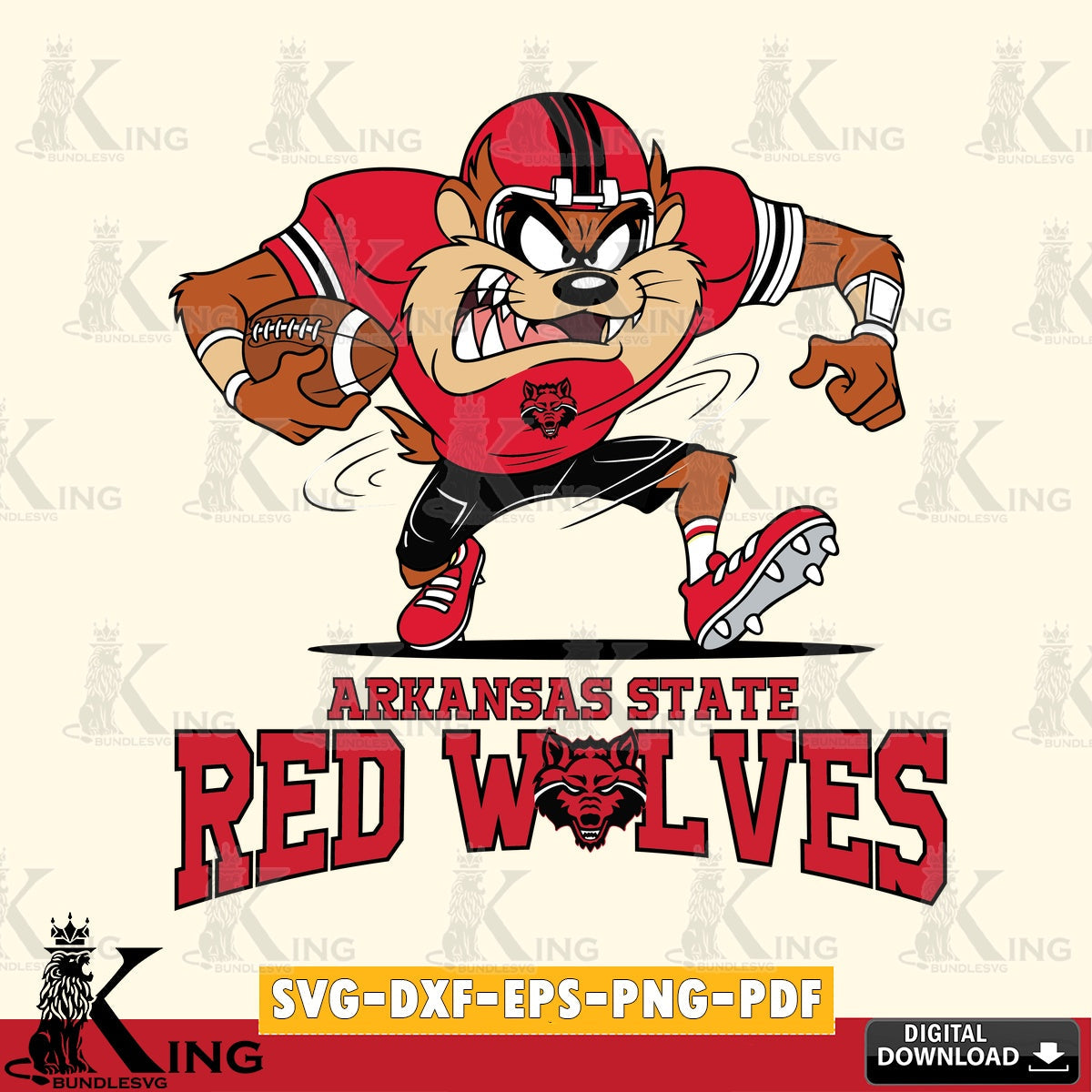 Arkansas State Red Wolves Taz Football Helmet SVG file, Cut file , Digital Download , Instant Download, Taz svg, NCAA svg