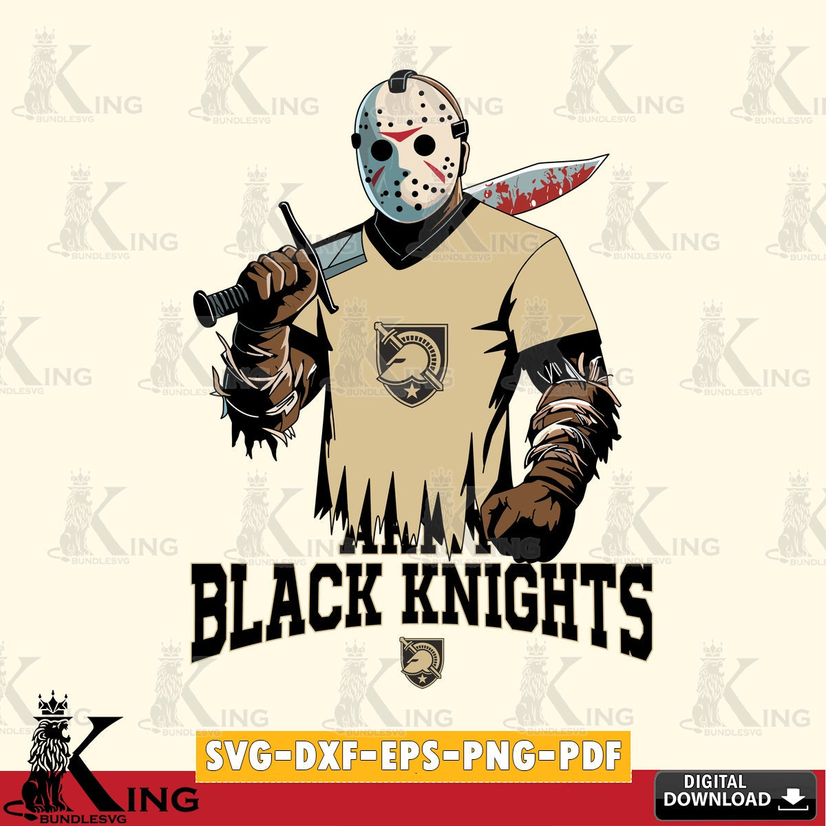 Stylish representation of Army Black Knights Jason Voorhees Football, a digital download for Cricut Maker and paper crafts