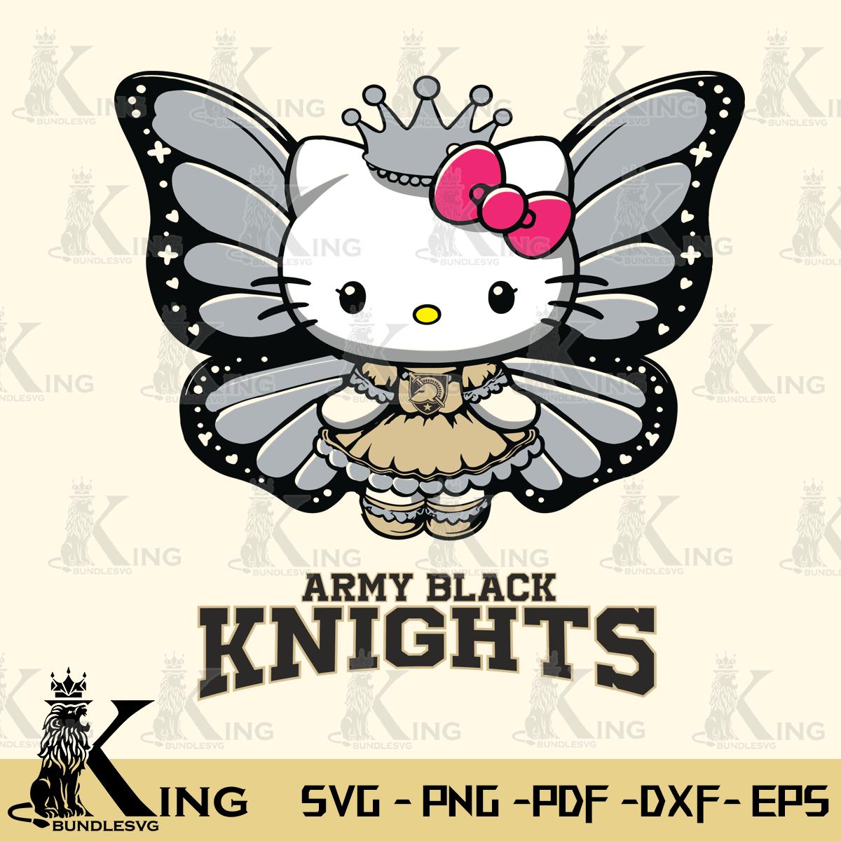 Army Black Knights Kitty Wings & Flowers Svg Eps Dxf Png File, Digital Download