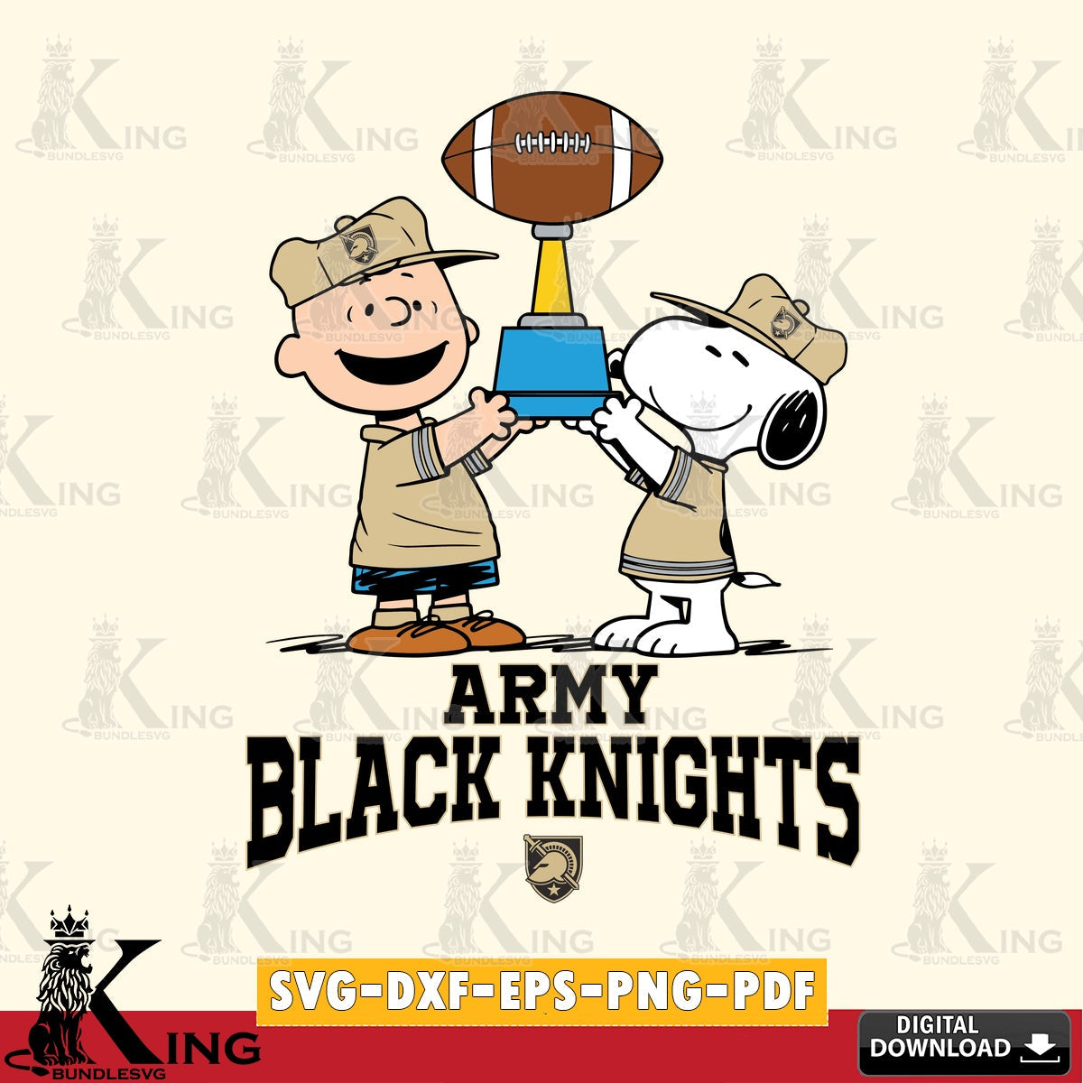 Army Black Knights Peanuts Football Trophy SVG, Cricut, Cut file , Digital Download , Instant Download, Peanuts svg, NCAA svg, Football svg, Sport svg