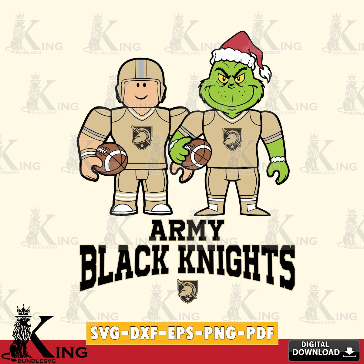 Army Black Knights Roblox & Grinch Football SVG file , NCAA Cricut, File cut , Digital Download , PDF File