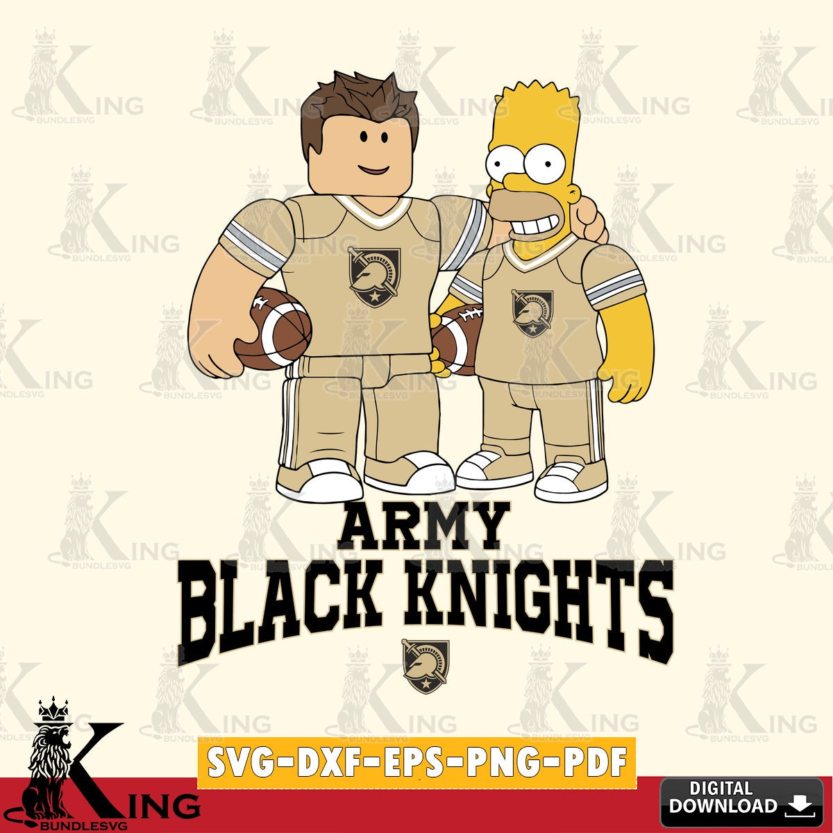 Army Black Knights Roblox & Homer Simpson Football SVG file , NCAA Cricut, File cut , Digital Download , PDF File