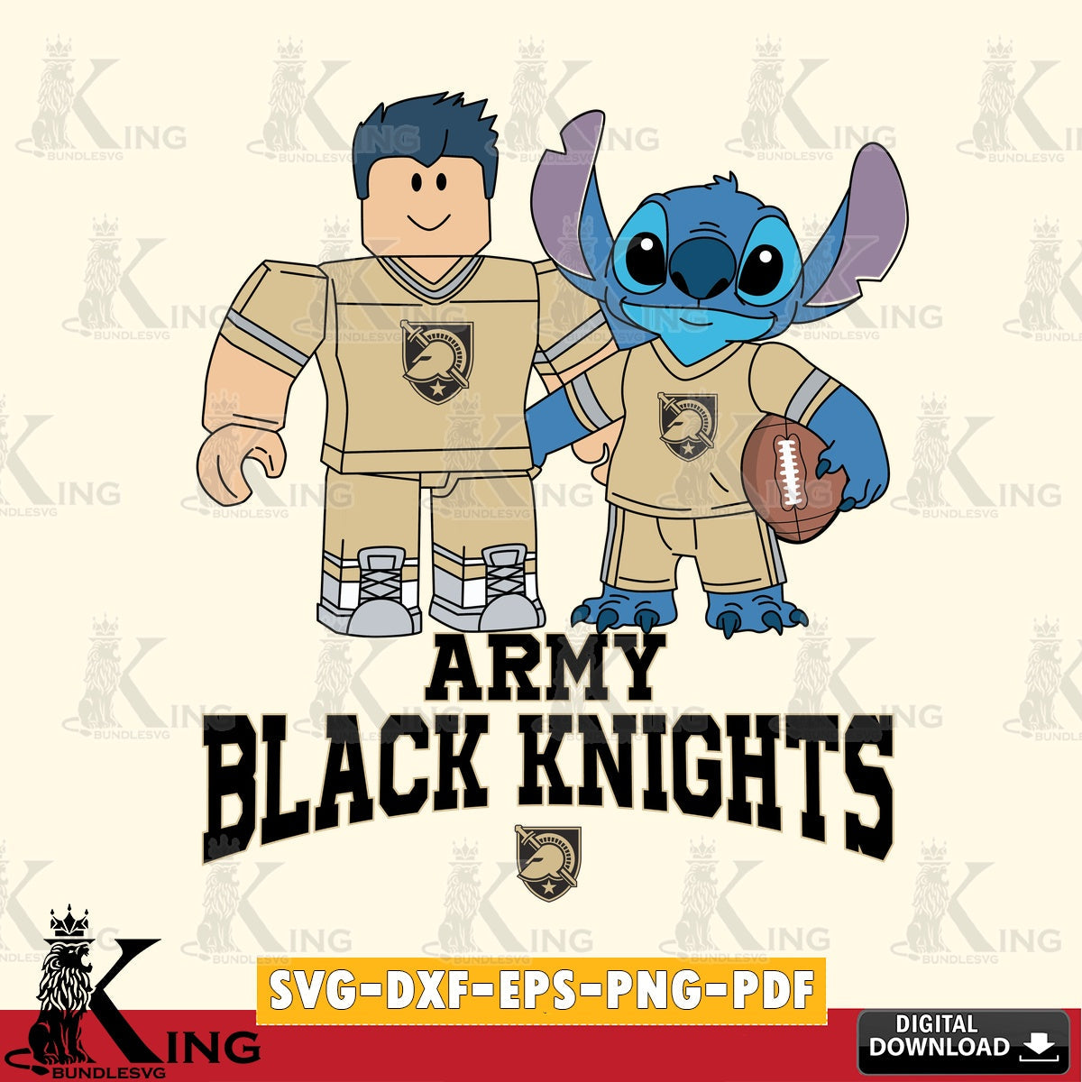 Army Black Knights Roblox & Stitch Football SVG file , NCAA Cricut, File cut , Digital Download , PDF File