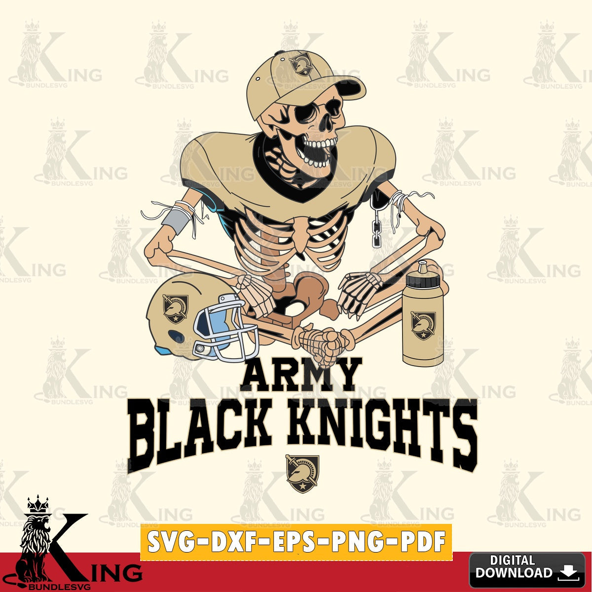 High-quality graphic of an Army Black Knights skeleton player football, a high-quality vector for DIY scrapbooking and home decor