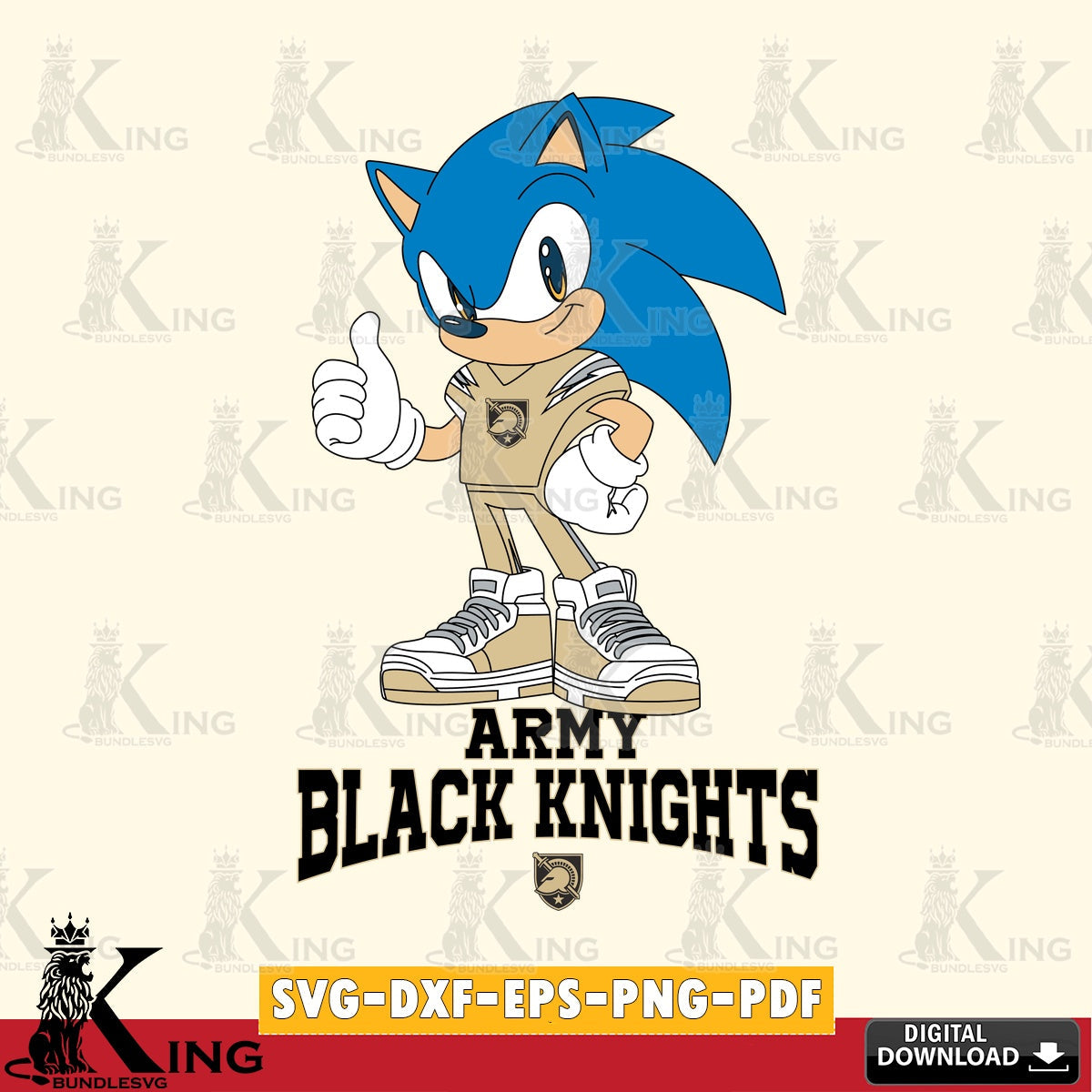 Army Black Knights Sonic Like Football SVG file, Vector , Digital Download , PDF File , Instant Download