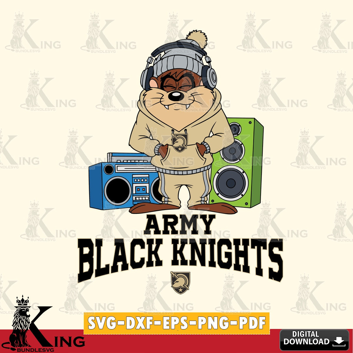Army Black Knights Taz Hip Hop SVG file, Cut file , Digital Download , Instant Download, Taz svg, NCAA svg