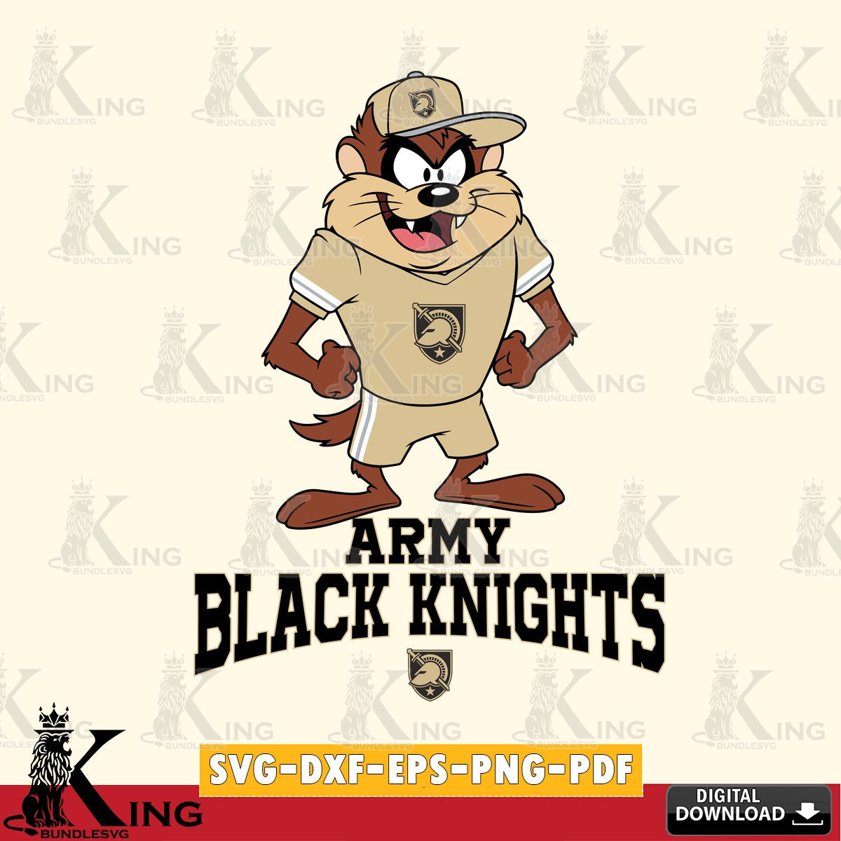 Army Black Knights Taz Standing Pose SVG file, Cut file , Digital Download , Instant Download, Taz svg, NCAA svg