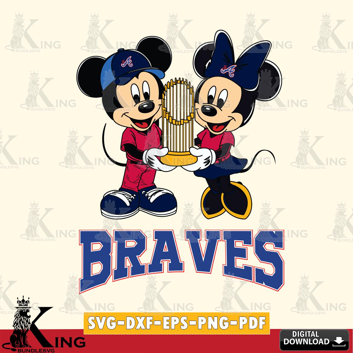 Atlanta Braves Mickey Minnie Mouse Champions SVG File, MLB for Cricut, Silhouette, Digital Download , file cut