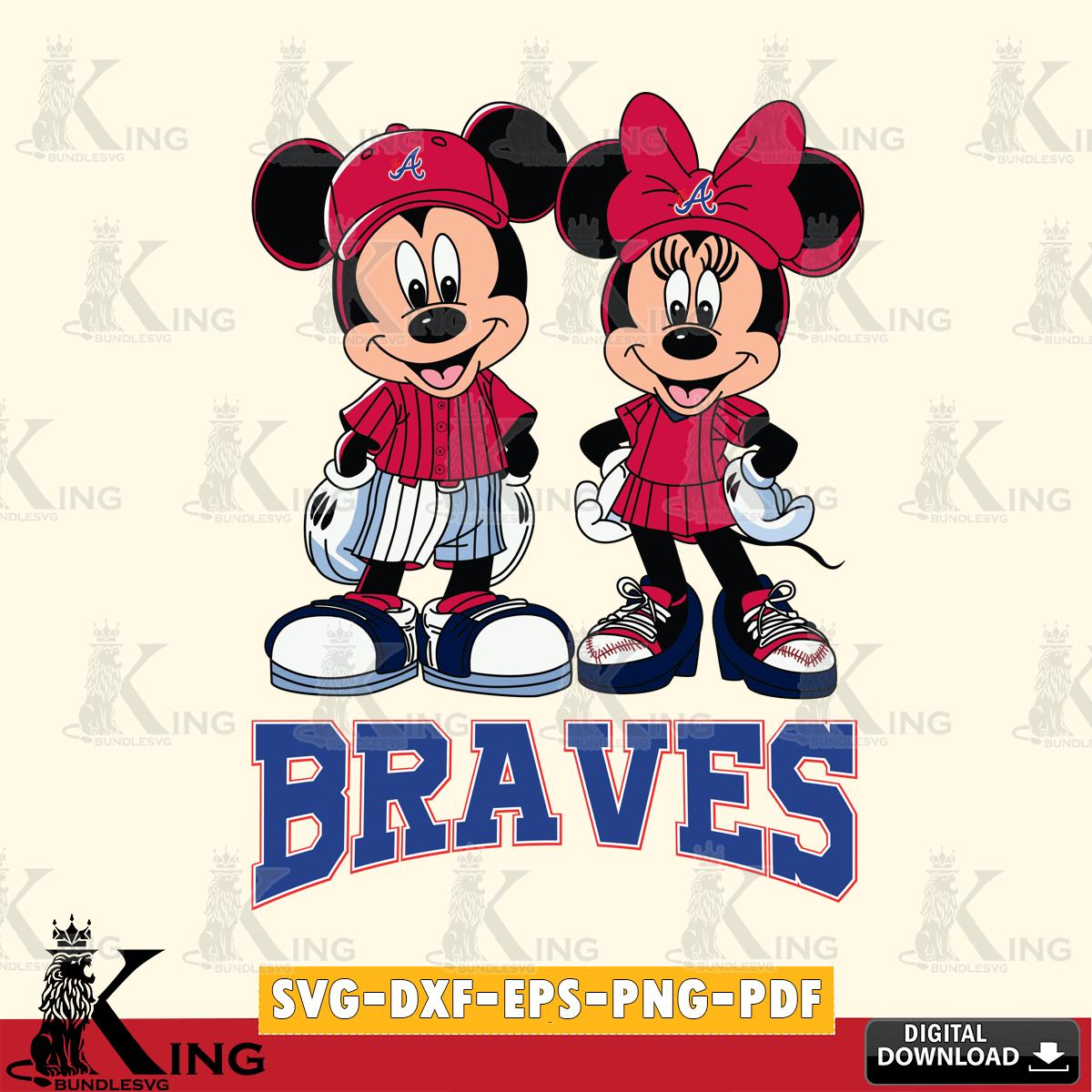 Atlanta Braves Mickey Minnie Mouse Fan SVG File, MLB for Cricut, Silhouette, Digital Download , file cut