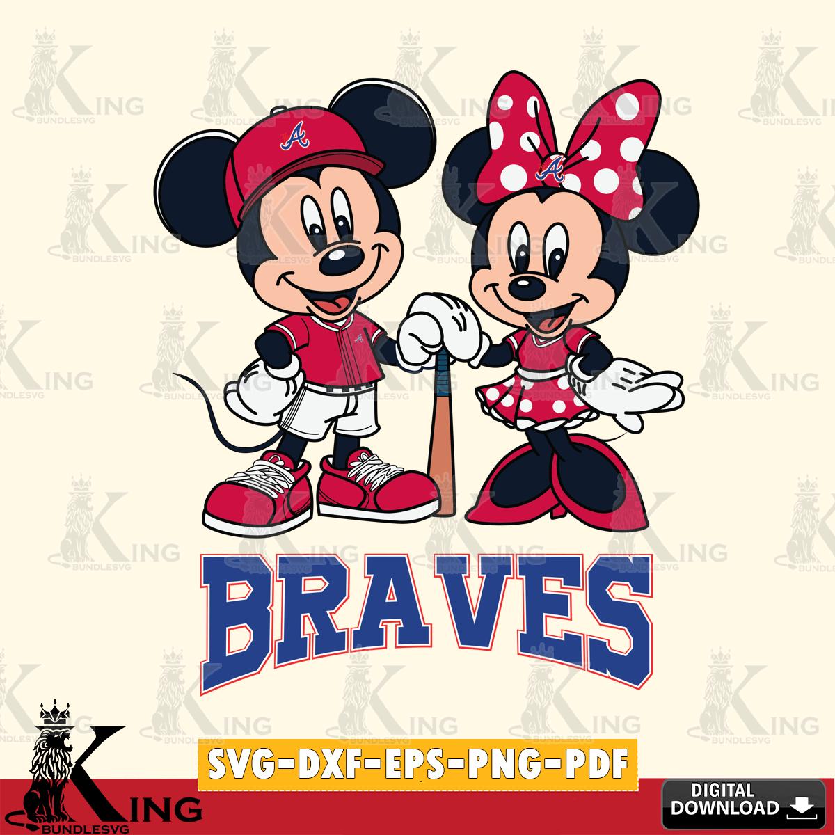 Atlanta Braves Mickey Minnie Mouse Sport SVG File, MLB for Cricut, Silhouette, Digital Download , file cut