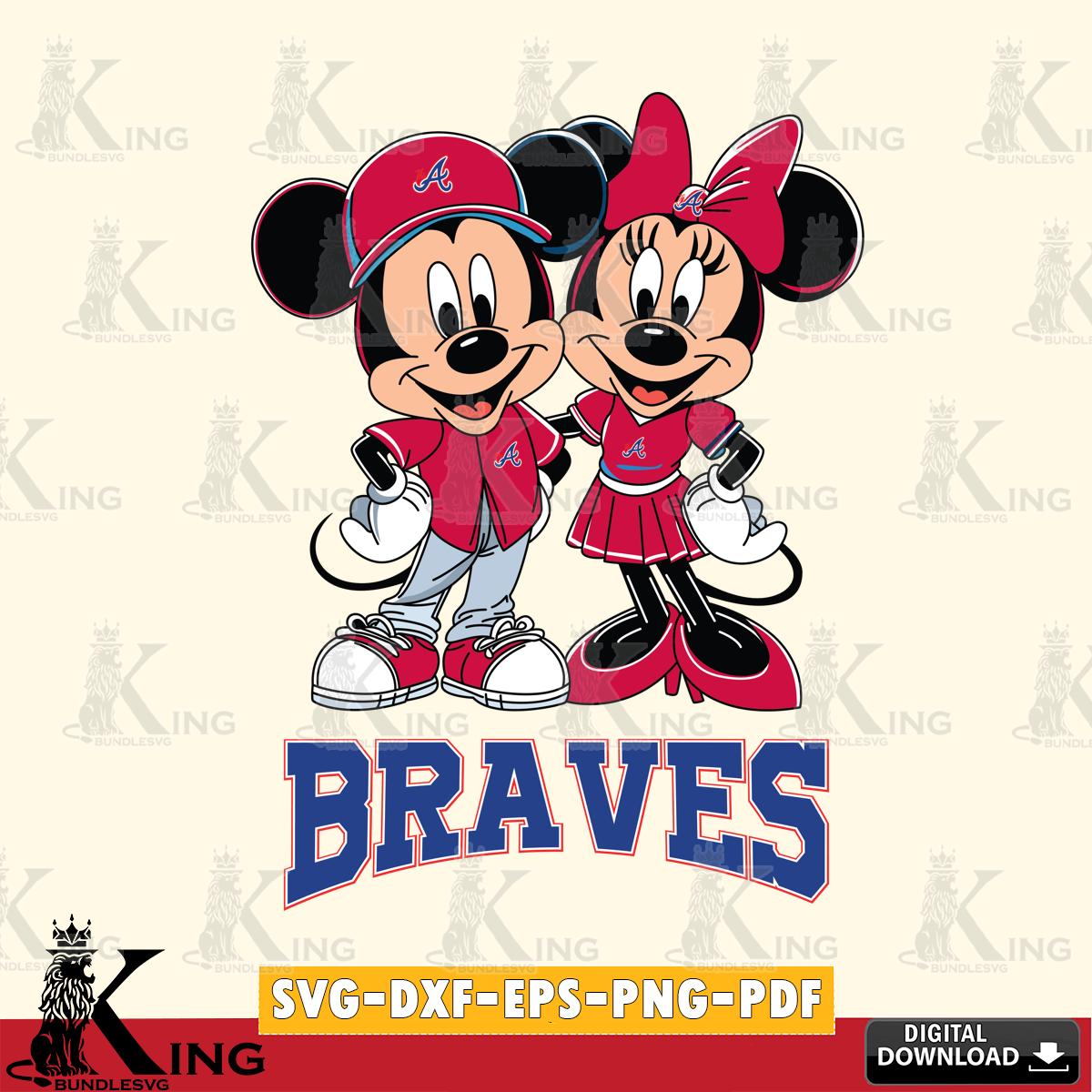 Atlanta Braves Mickey Minnie Mouse smile SVG File, MLB for Cricut, Silhouette, Digital Download , file cut