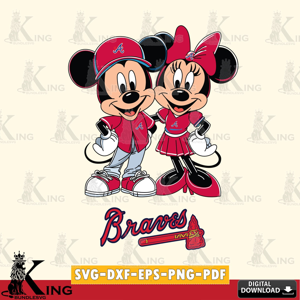 Atlanta Braves Mickey Minnie Mouse smile SVG file , For Cricut, File cut , Digital Download , PDF File, Cut Files