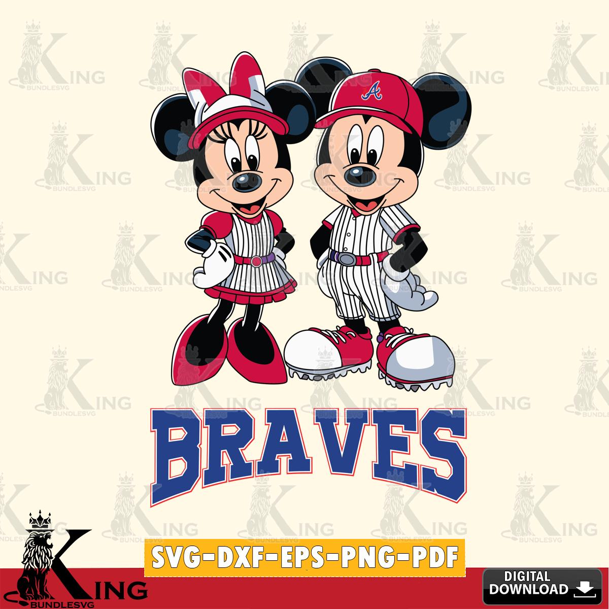 Atlanta Braves Mickey Minnie Sport SVG File, MLB for Cricut, Silhouette, Digital Download , file cut