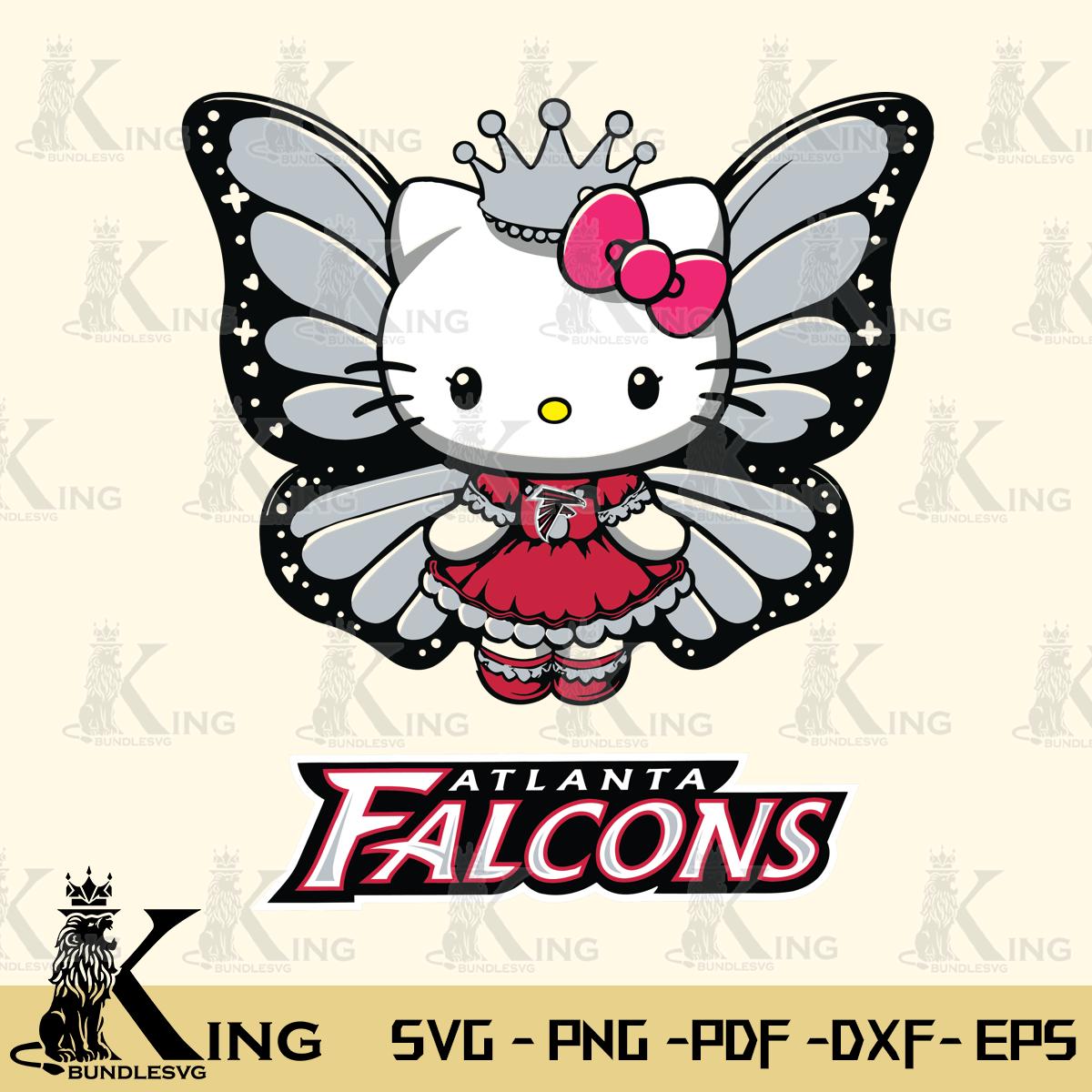 Atlanta Falcons Kitty Wings & Flowers Svg Eps Dxf Png File, Digital Download