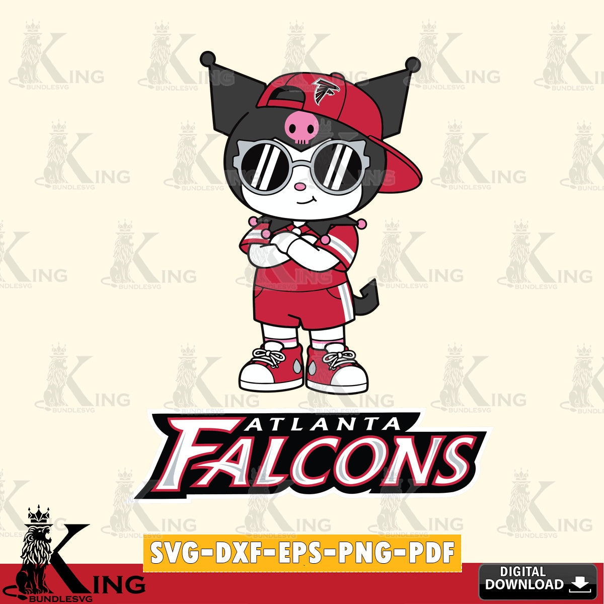 Atlanta Falcons Kuromi Football Jersey SVG file, Cricut, Cut file , Digital Download , Instant Download, Sanrio svg, Clipart
