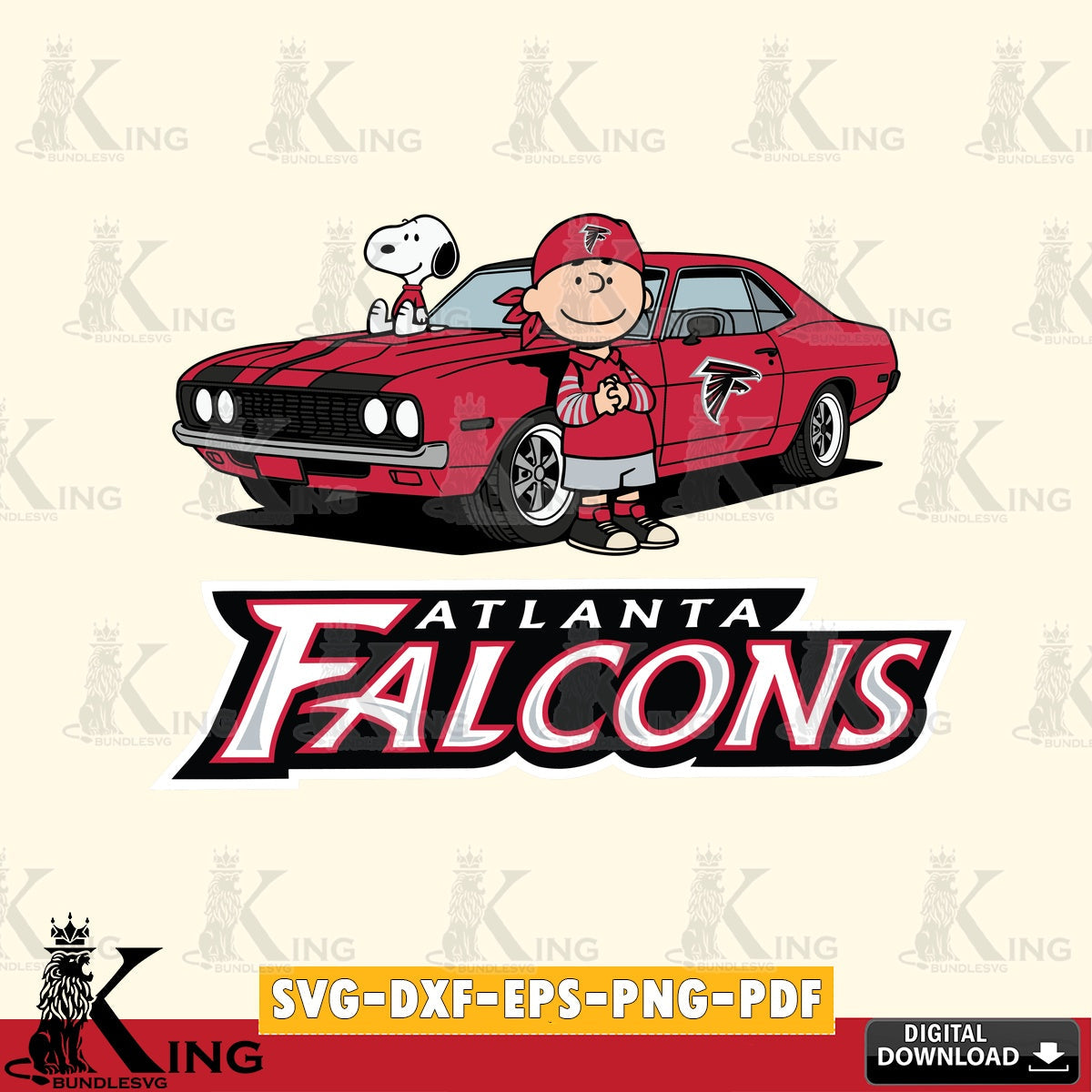 Atlanta Falcons Peanuts Muscle Car Cricut file , Cut file , Digital Download , PDF File , Instant Download