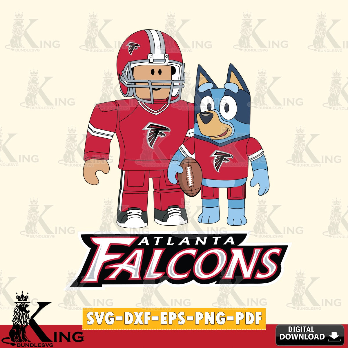 Atlanta Falcons Roblox & Bluey Football SVG file , Cricut, NFL File cut , Digital Download , PDF File