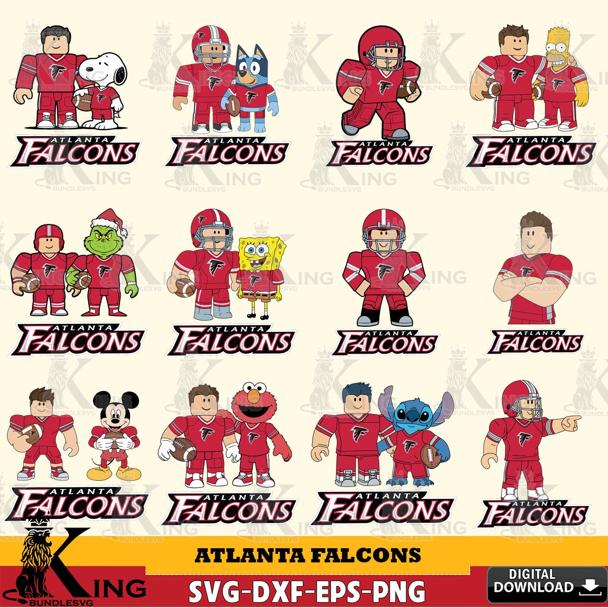 Atlanta Falcons Roblox With Friends football NFL Bundle SVG file , Cricut, NFL File cut , Digital Download , PDF File