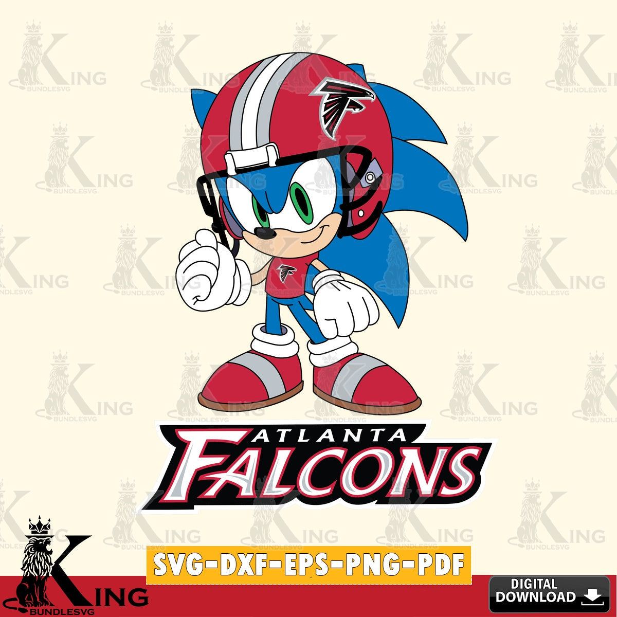 Beautiful illustration of Atlanta Falcons Sonic Football Mascot, crafting file for iron-on transfer and vinyl decals