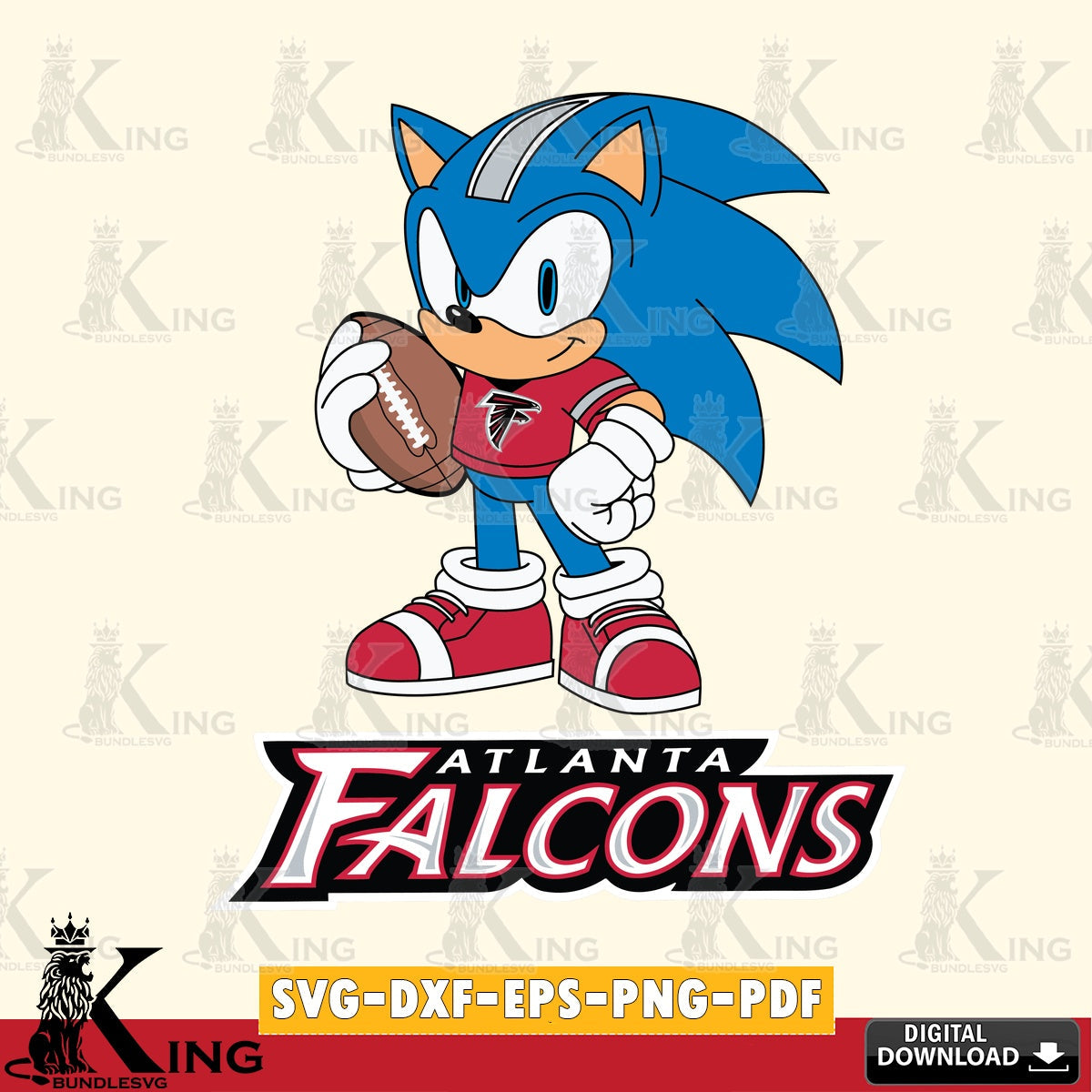 Modern graphic depicting Atlanta Falcons Sonic Game Day Ready, high-quality vector for DIY scrapbooking and home decor