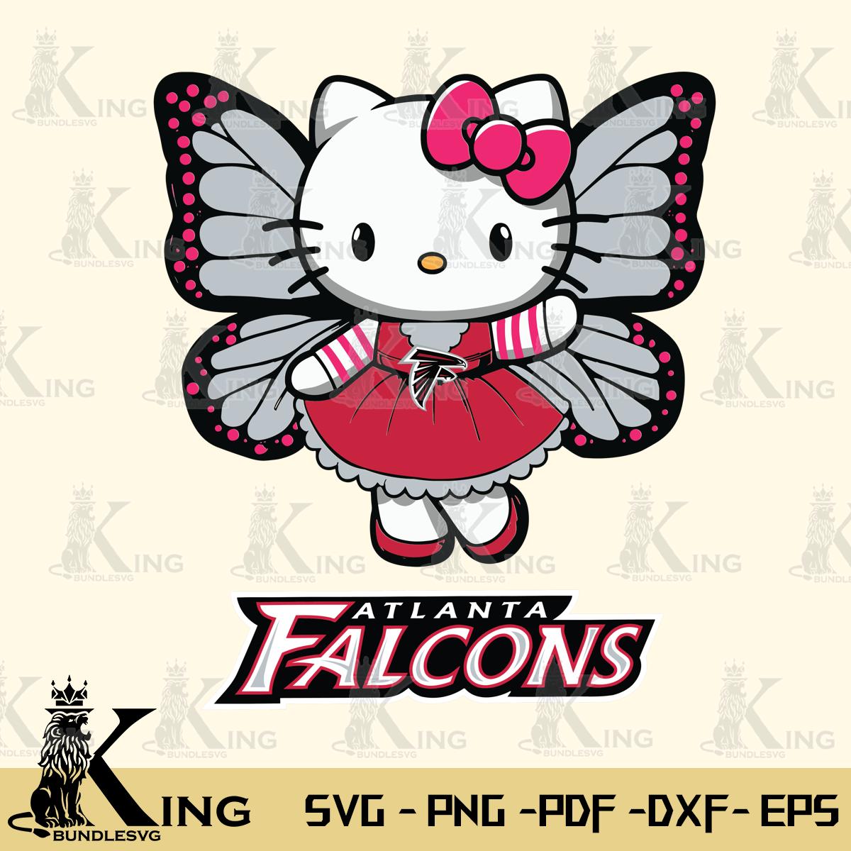 Atlanta Falcons Whimsical Kitty Wings Svg Eps Dxf Png File, Digital Download