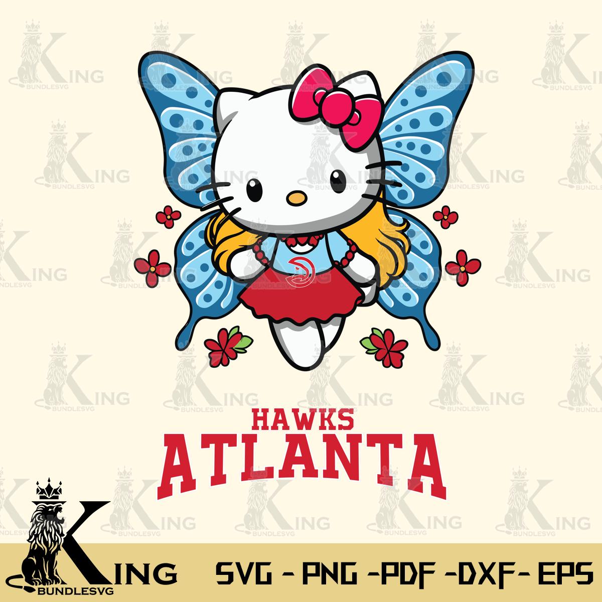 Atlanta Hawks Butterfly Kitty Charm Svg Eps Dxf Png File, Digital Download