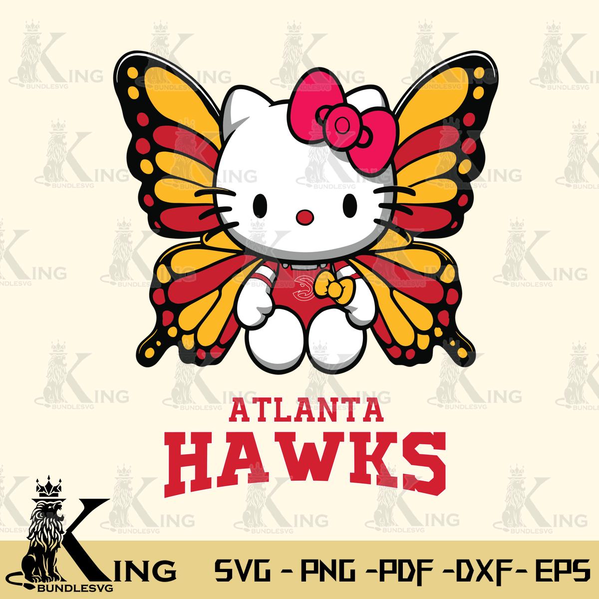 Atlanta Hawks Butterfly Kitty Delight Svg Eps Dxf Png File, Digital Download