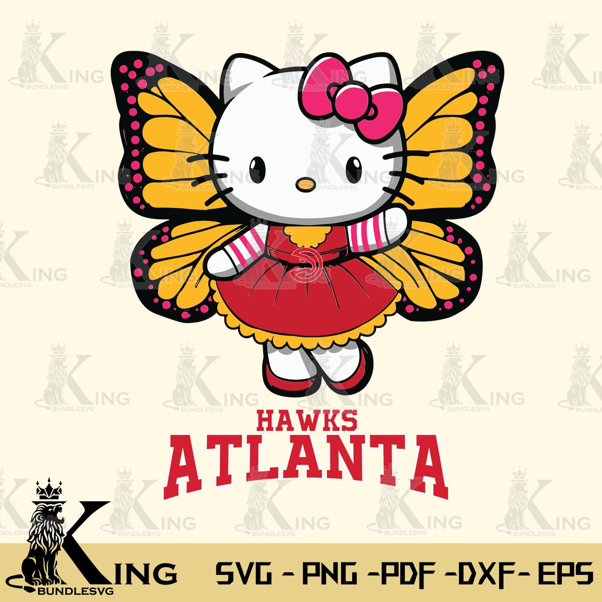 Atlanta Hawks Whimsical Kitty Wings Svg Eps Dxf Png File, Digital Download