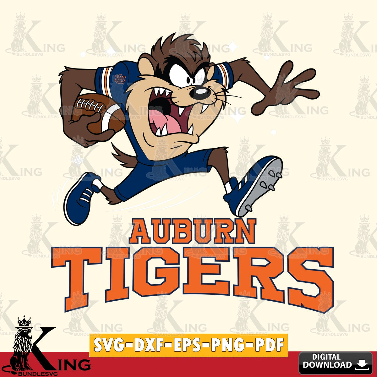 Auburn Tigers Angry Taz Football SVG file, Cut file , Digital Download , Instant Download, Taz svg, NCAA svg