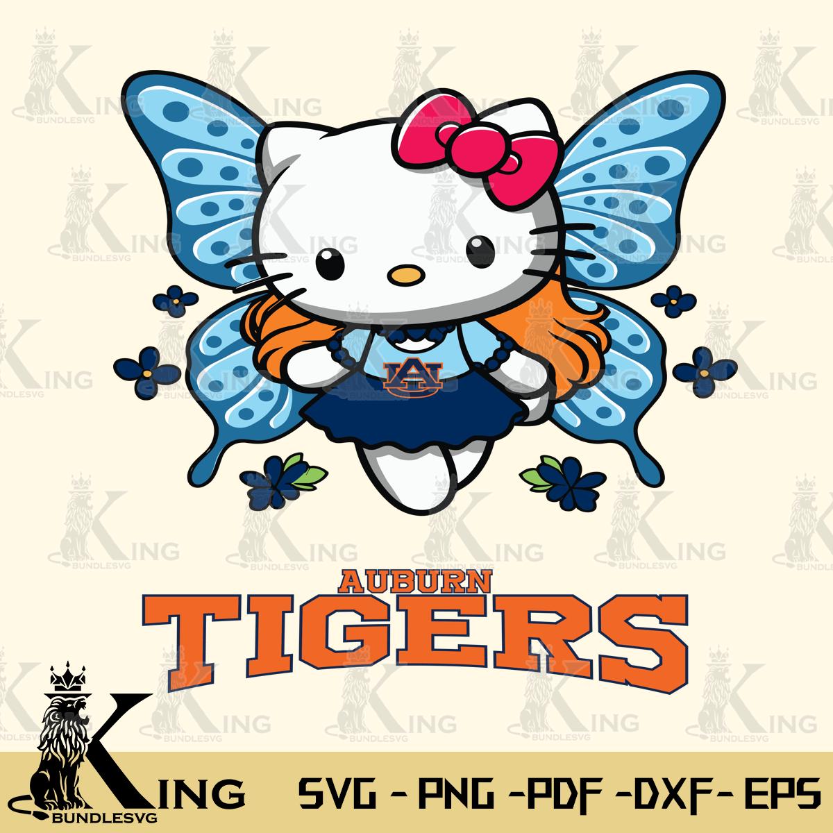 Auburn Tigers Butterfly Kitty Charm Svg Eps Dxf Png File, Digital Download