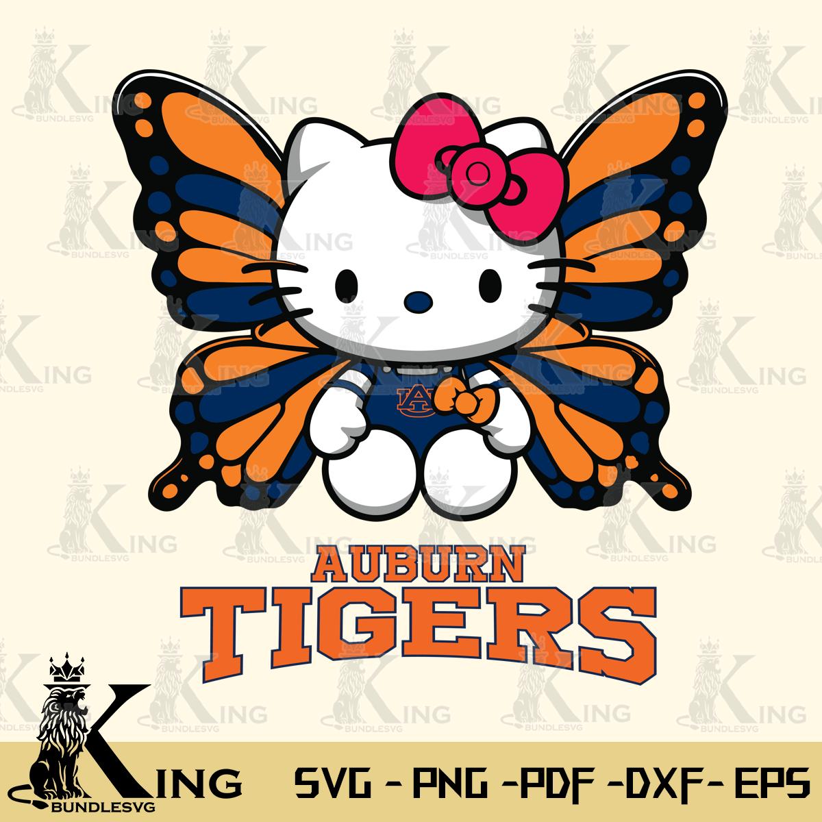 Auburn Tigers Butterfly Kitty Delight Svg Eps Dxf Png File, Digital Download