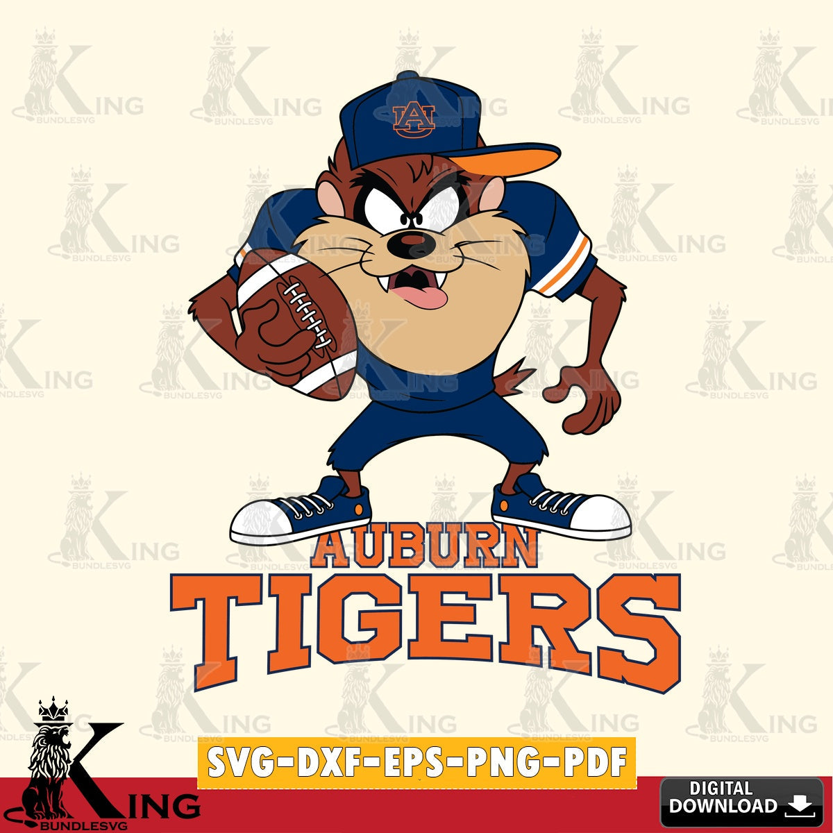 Auburn Tigers Đồng phục bóng đá Taz SVG file, Cut file , Digital Download , Instant Download, Taz svg, NCAA svg